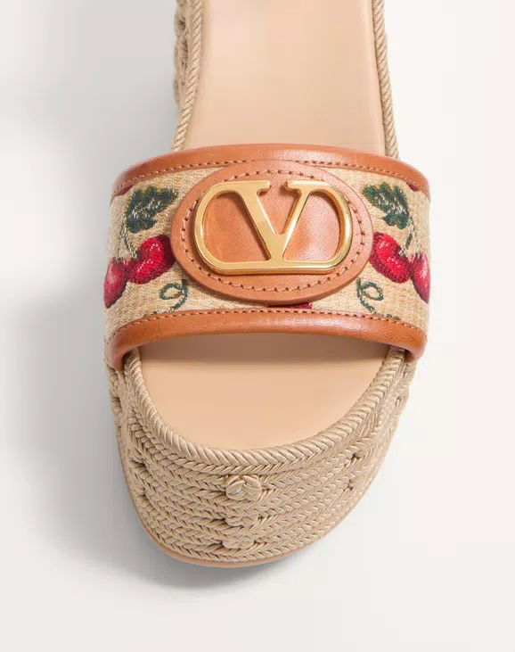 Valentino Vlogo Signature Cherryfic Pattern Wedge Sandal 120Mm - Image 4